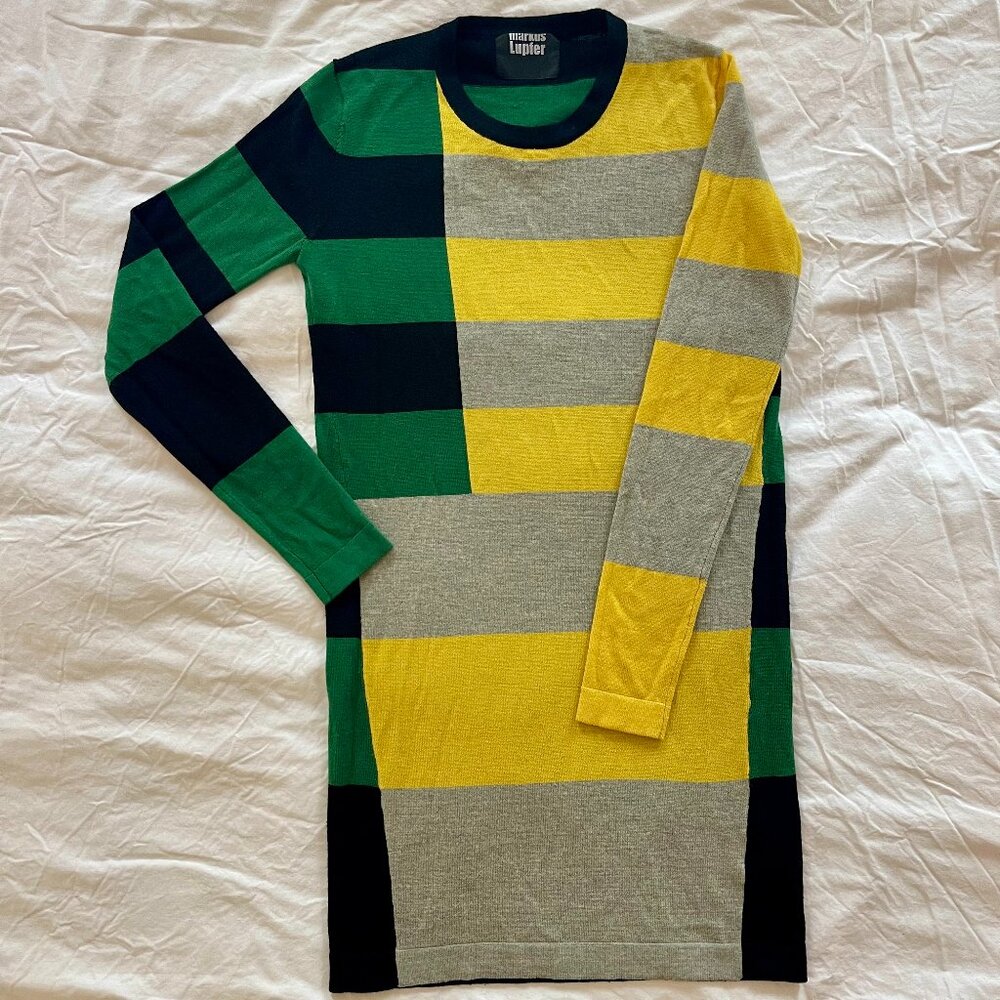 Markus Lupfer 100% Wool Color-Block Sweater Dress – Fits Size XS, Small & Medium